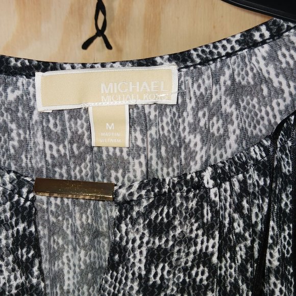 MICHAEL KORS WOMENS MEDIUM ANIMAL SNAKE SKIN PRINT BLUSE - Picture 8 of 11